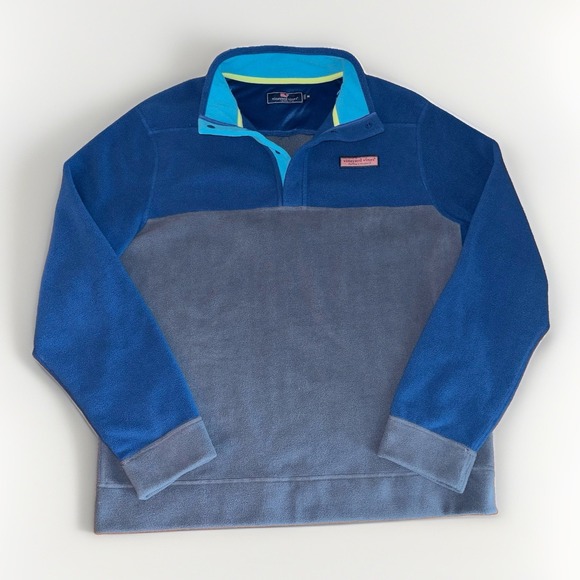 Vineyard Vines Other - Vineyard Vines Color-Blocked Blue Harbor Fleece Quarter-Snap Pullover Size: M